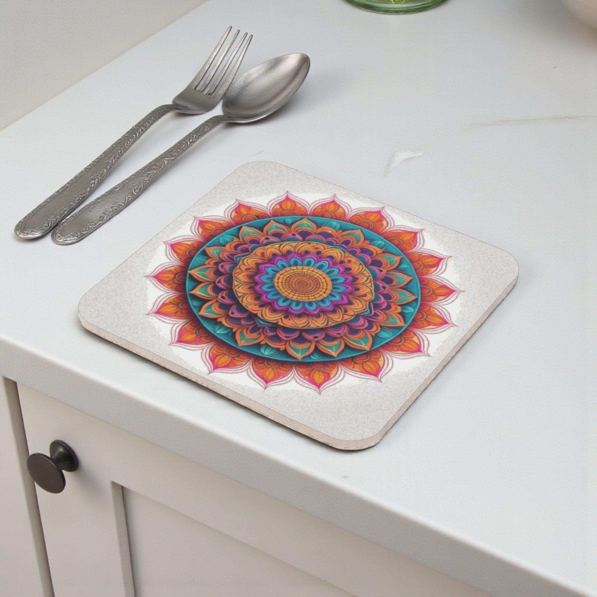Vivid Bohemian Mandala Cork Back Coaster
