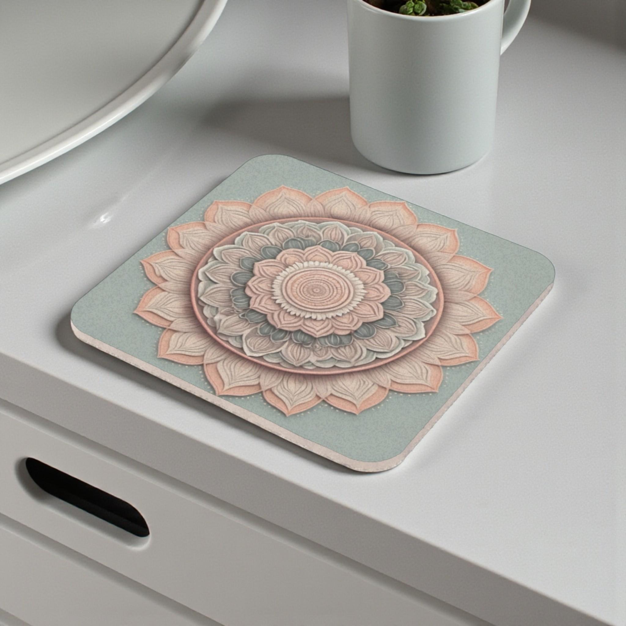 Sage Green Mandala Cork Back Coaster