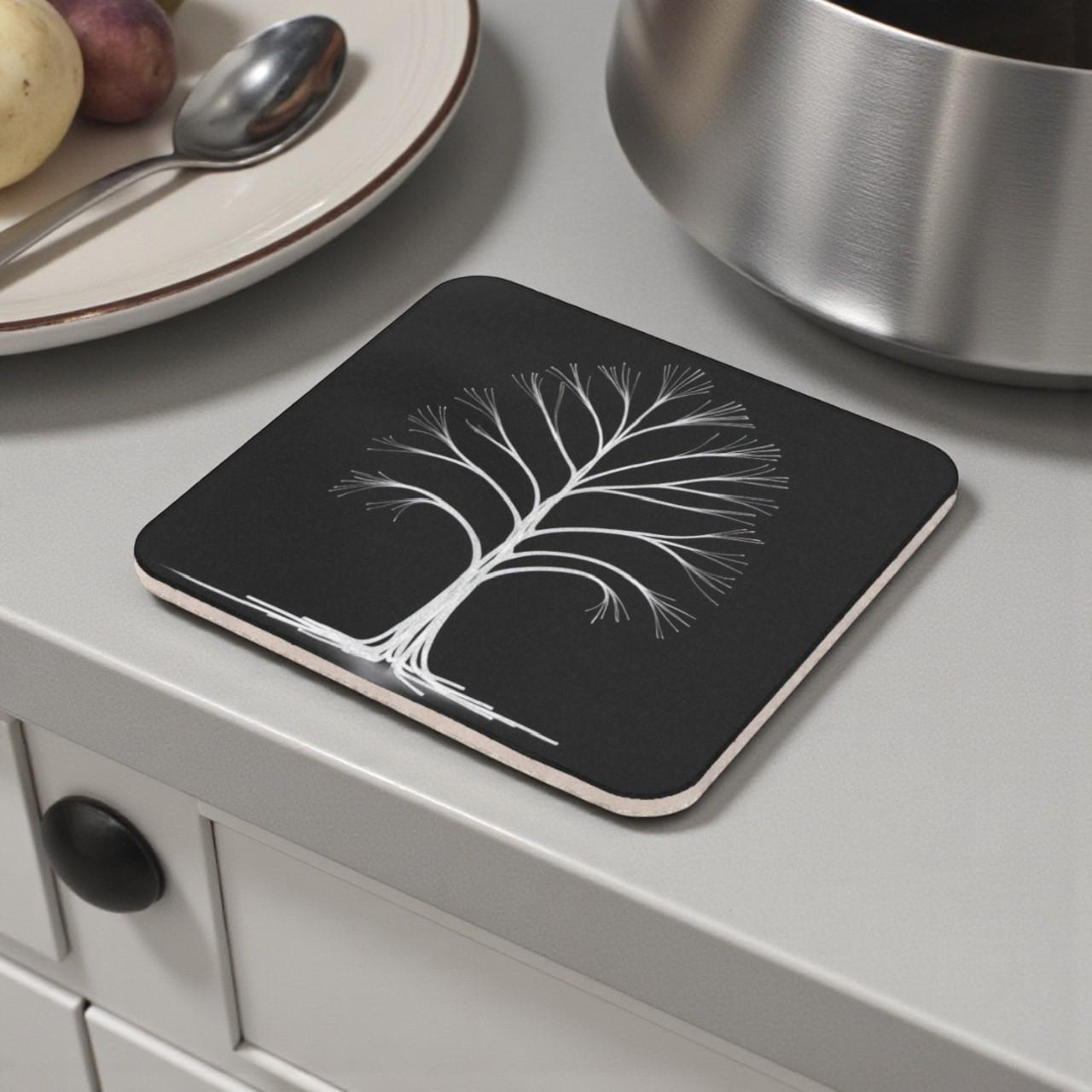 Chic Tree Silhouette Cork Back Coaster