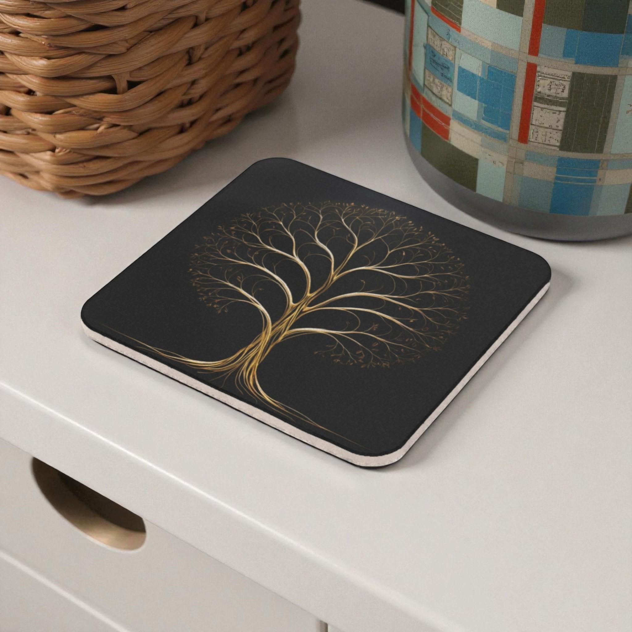 Refined Golden Roots Cork Back Coaster